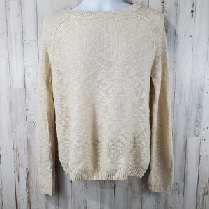 5/$25 Womens Beige Forever 21 Cutout V Back Sweater M Burnout K5